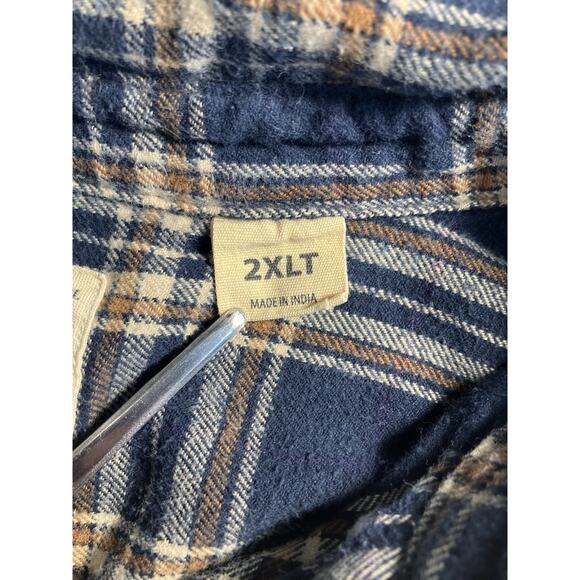 Red Head Flannel Button Up Shirt Blue Plaid Print Men’s Size 2XLT - Picture 5 of 7